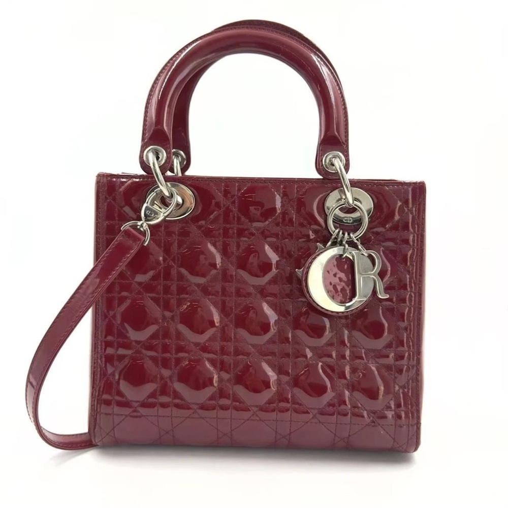 Dior Glossy Red Quilted Satchel - Picture 10 of 11